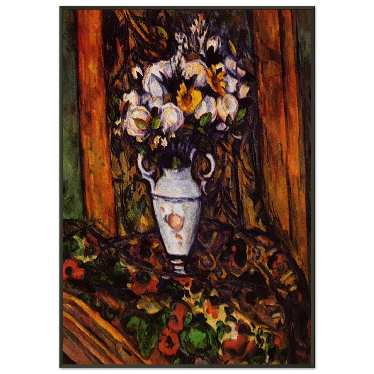 Paul Cezanne  Still Life Vase with Flowers Framed Art Print  - Aluminum Frame - 21x29.7 cm / 8x12"