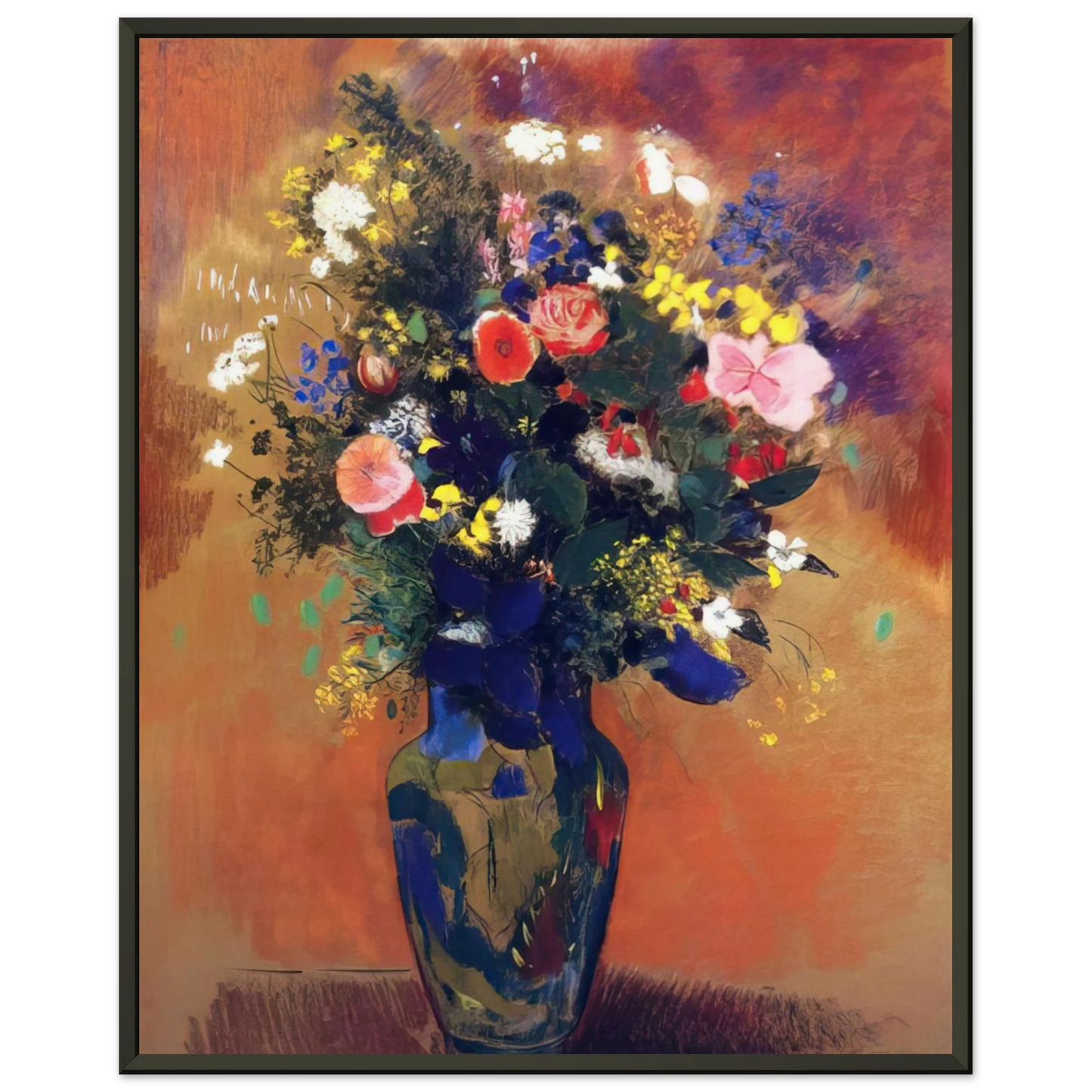 Odilon Redon  LARGE BOUQUET OF WILD FLOWERS Framed Art Print  - Aluminum Frame - 40x50 cm / 16x20 inches