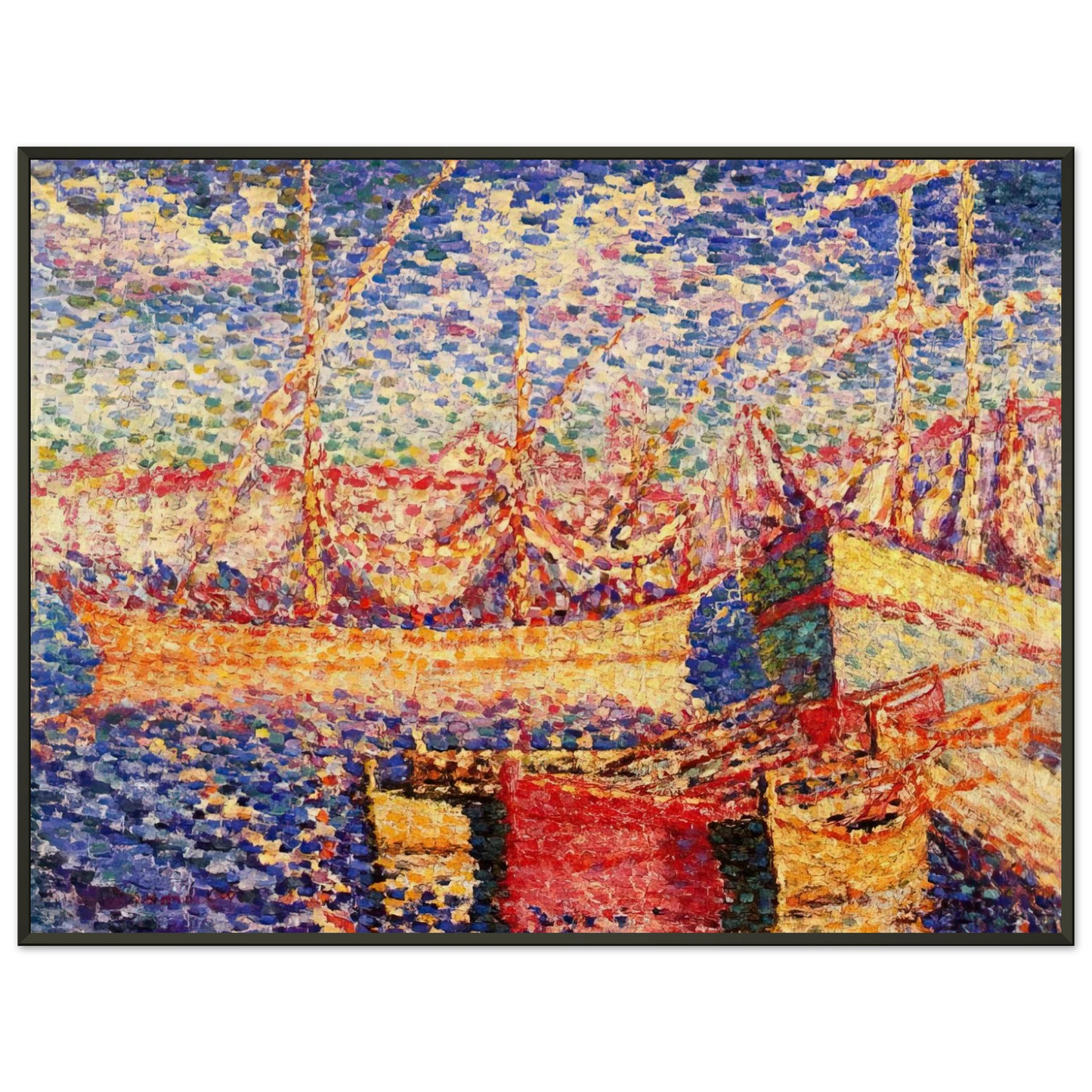 HenriEdmond Cross  Boats in the Port of St Tropez Framed Art Print  - Aluminum Frame - 40x50 cm / 16x20 inches