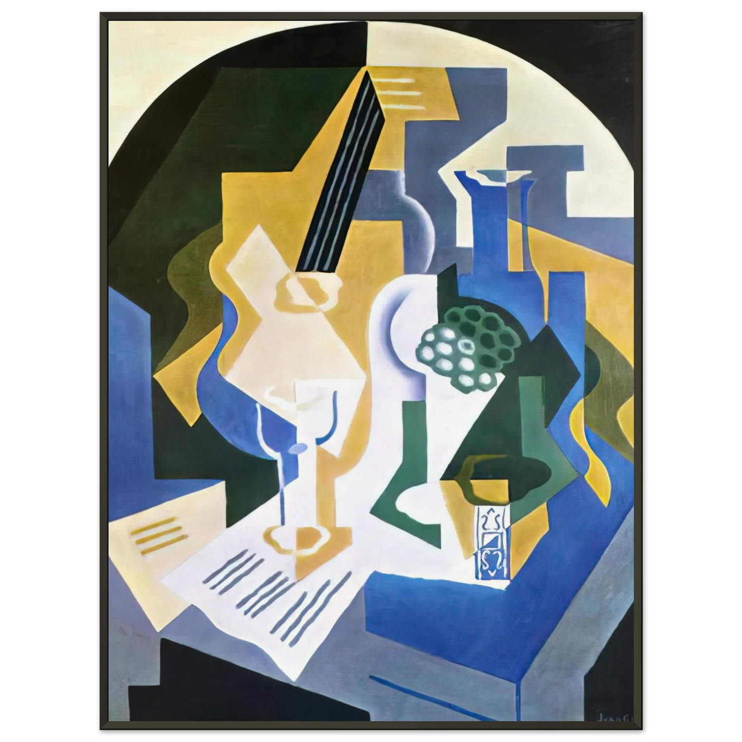Juan Gris  STILL LIFE WITH FRUIT BOWL AND MANDOLIN 1919 Framed Art Print  - Aluminum Frame - 60x80 cm / 24x32 inches