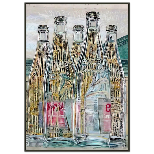 Janet Fish  EVIAN BOTTLES 1976 Framed Art Print  - Aluminum Frame - 21x29.7 cm / 8x12"