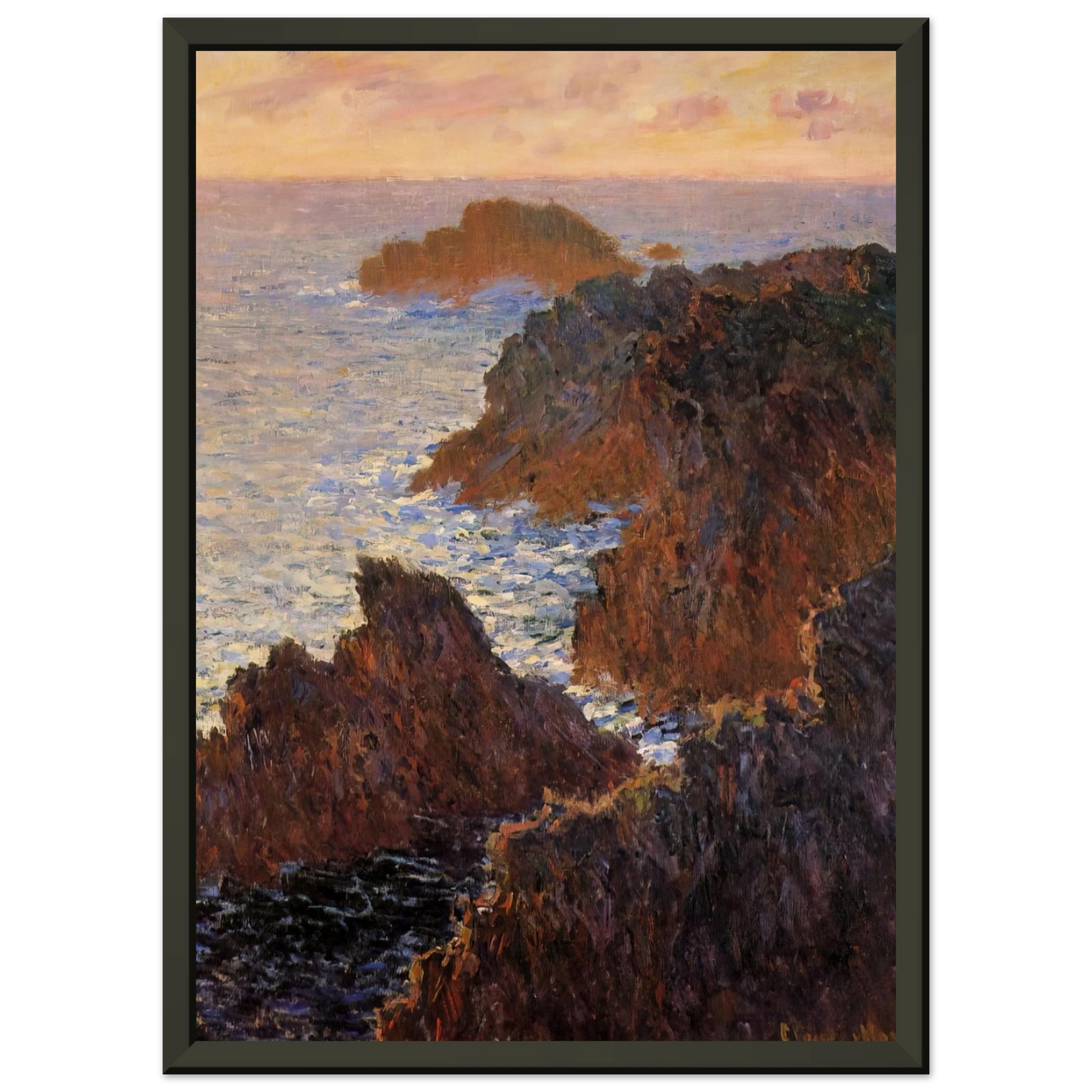 claude monet  Rocks at BelleIle PortDomois Framed Art Print  - Aluminum Frame - 40x50 cm / 16x20 inches
