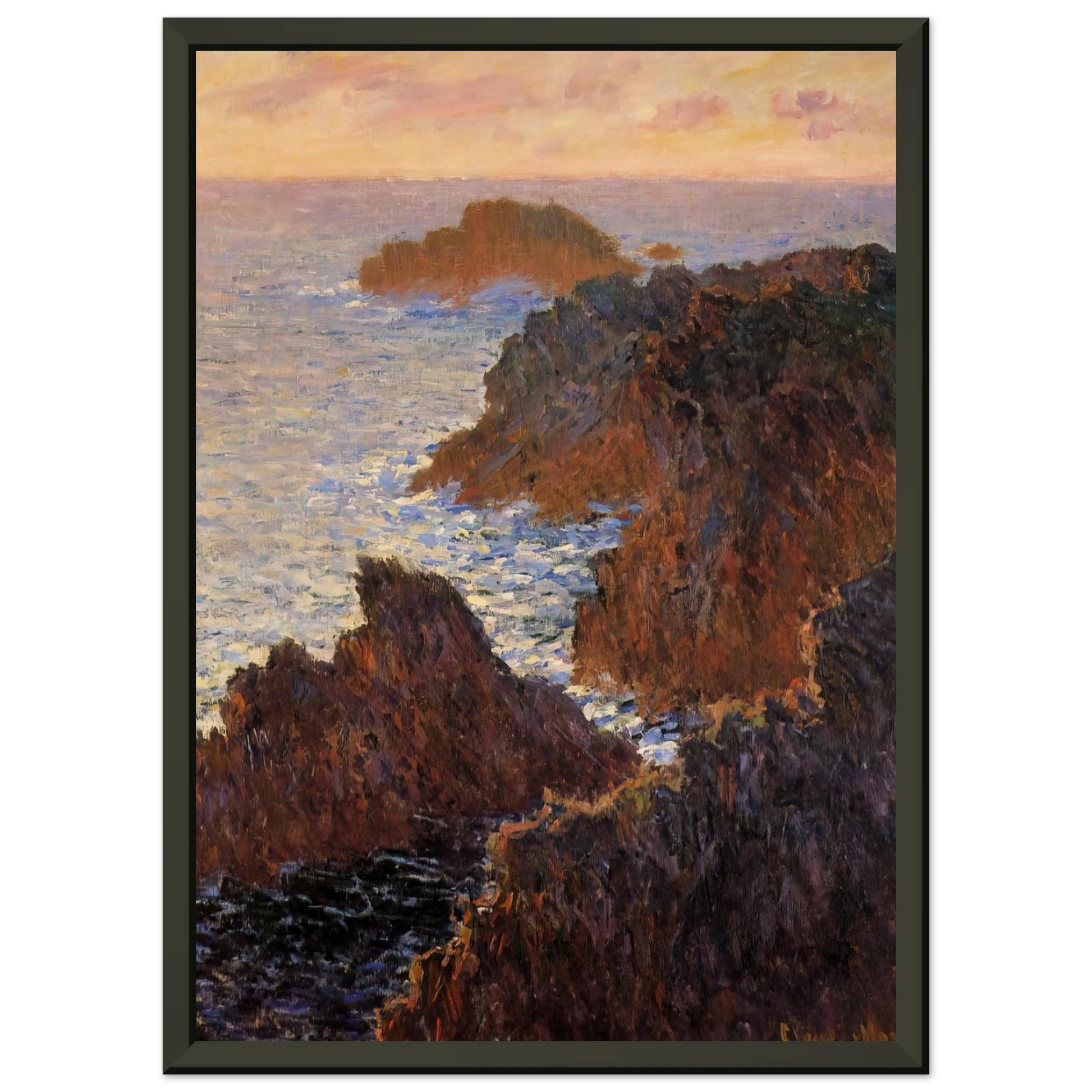 claude monet  Rocks at BelleIle PortDomois Framed Art Print  - Aluminum Frame - 40x50 cm / 16x20 inches