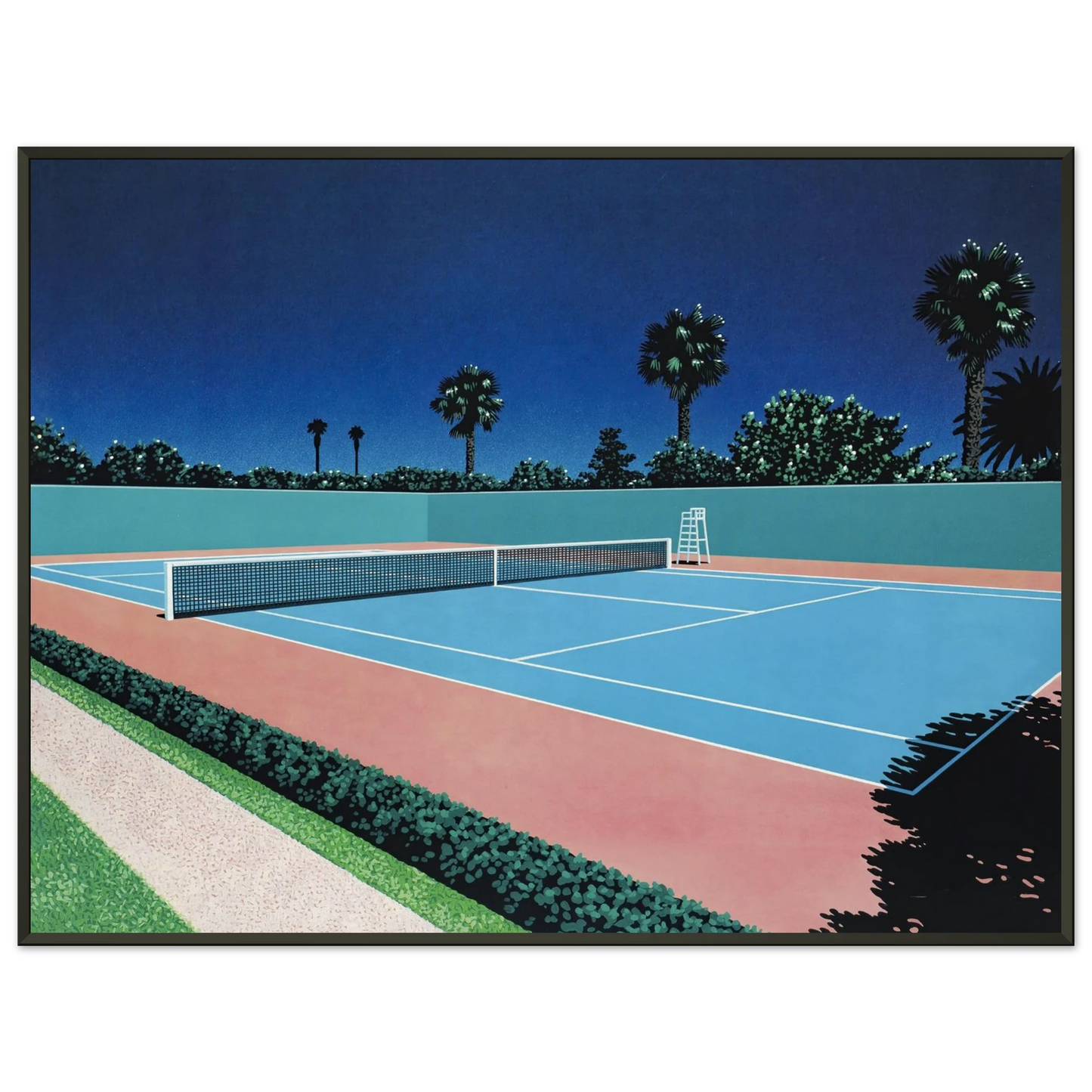 Hiroshi Nagai  Tennis Court Framed Art Print  - Aluminum Frame - 40x50 cm / 16x20 inches