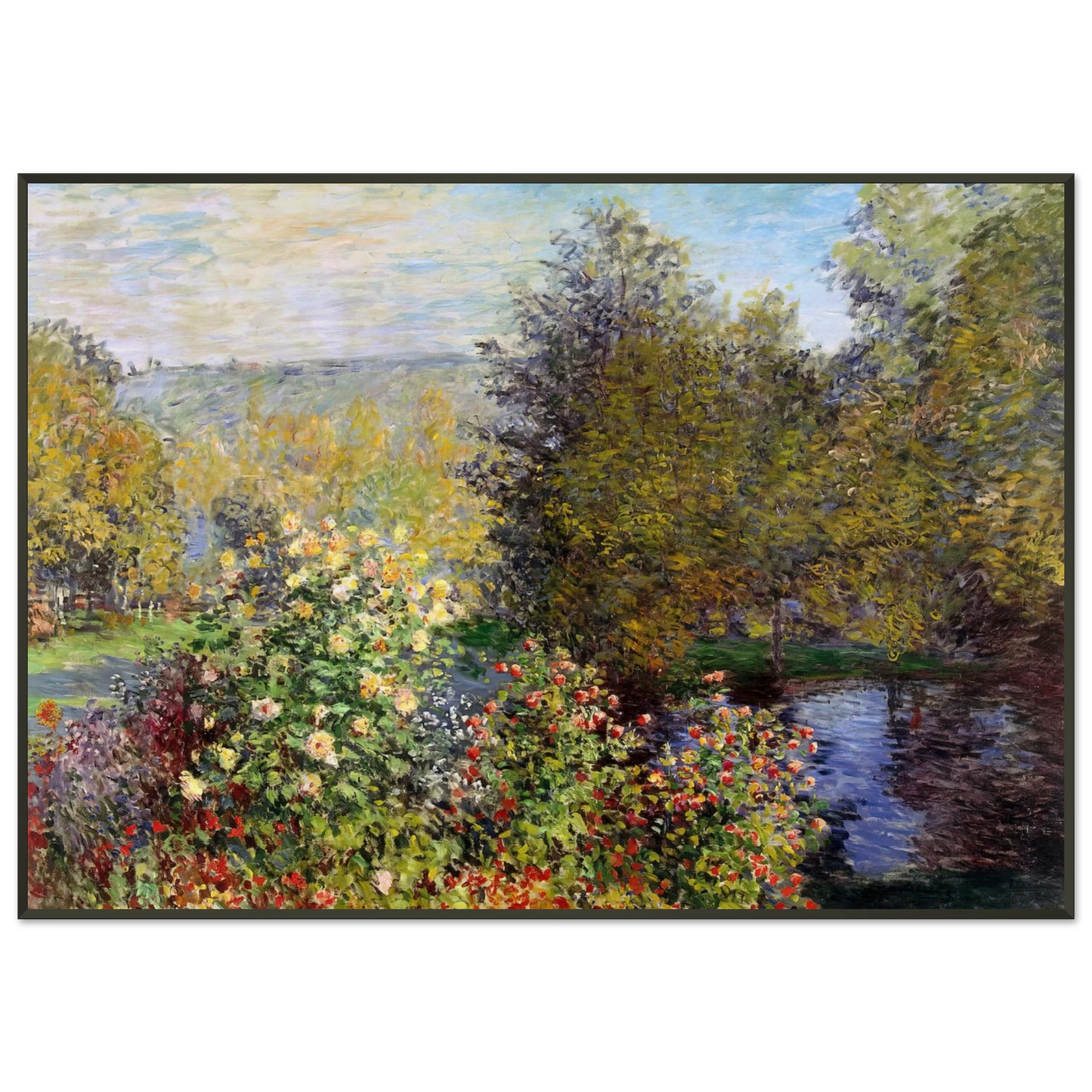 claude monet  A Corner of the Garden at Montgeron Framed Art Print  - Aluminum Frame - 21x29.7 cm / 8x12"