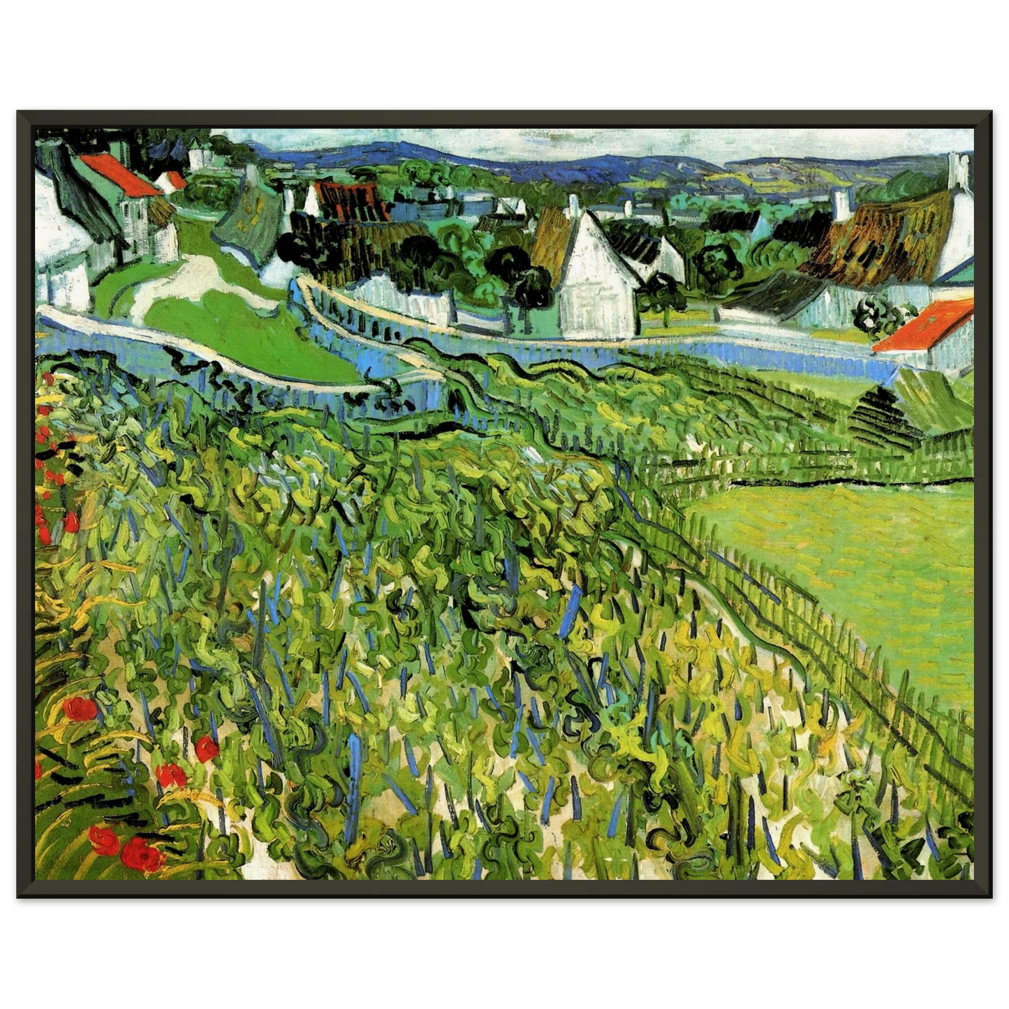 Vincent van Gogh  Vineyards with a View of Auvers Framed Art Print  - Aluminum Frame - 40x50 cm / 16x20 inches