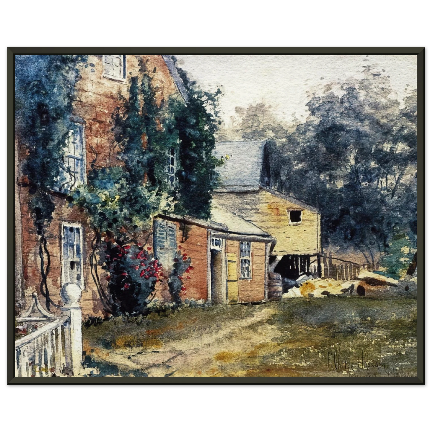 Childe Hassam  Old House Nantucket Framed Art Print  - Aluminum Frame - 70x100 cm / 28x40 inches