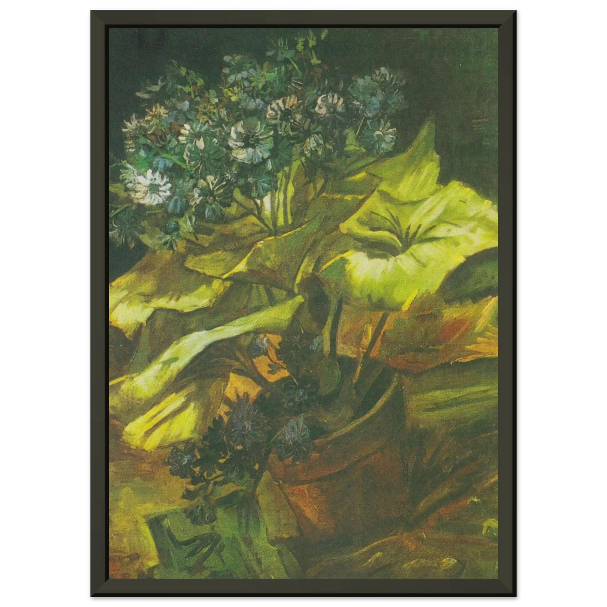 Vincent van Gogh  Flower Pot with Asters Framed Art Print  - Aluminum Frame - 70x100 cm / 28x40 inches