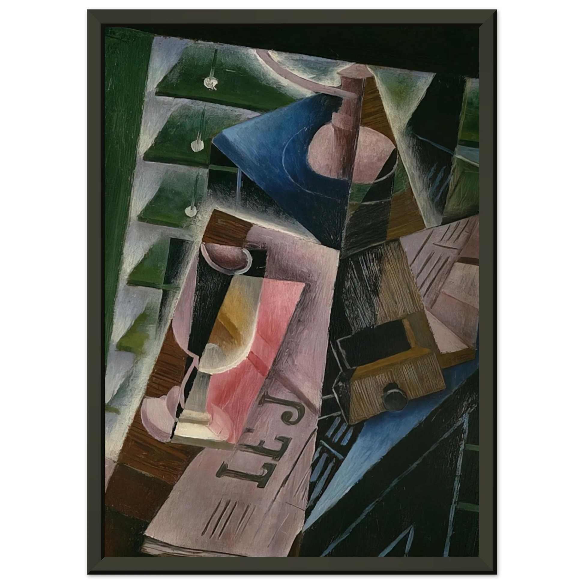 Juan Gris  COFFEE GRINDER AND GLASS 1915 Framed Art Print  - Aluminum Frame - 60x80 cm / 24x32 inches