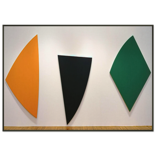 Ellsworth Kelly  Three Panels Orange Dark Gray Green Framed Art Print  - Aluminum Frame - 21x29.7 cm / 8x12"