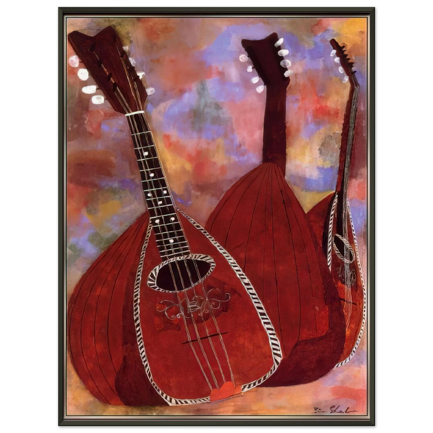 Ben Shahn  THREE LUTES Framed Art Print  - Aluminum Frame - 60x80 cm / 24x32 inches