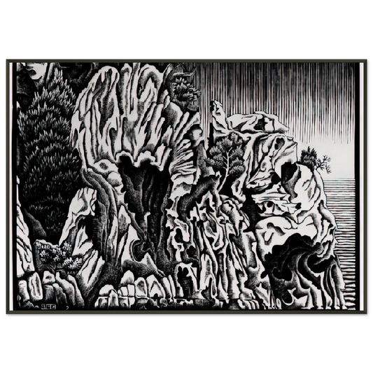 MC Escher  CALANCHE OF PIANA CORSICA FEBRUARY 1934 1934 Framed Art Print  - Aluminum Frame - 21x29.7 cm / 8x12"