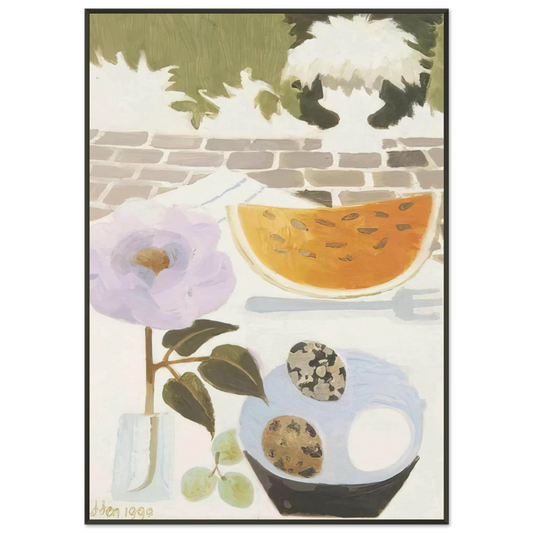 Mary Fedden  A Slice of Melon  1990 Framed Art Print  - Aluminum Frame - 21x29.7 cm / 8x12"