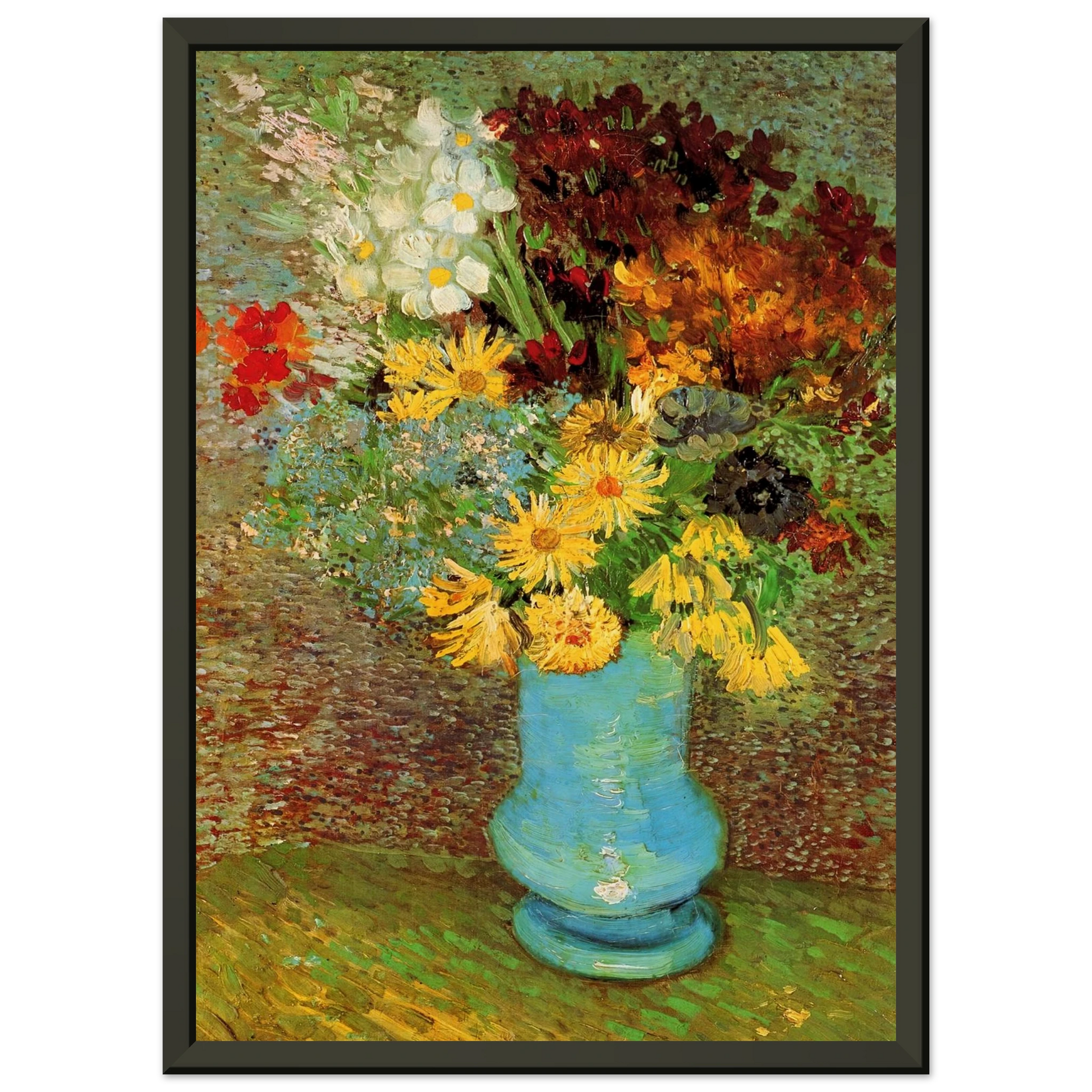 Vincent van Gogh  Vase with Daisies and Anemones Framed Art Print  - Aluminum Frame - 40x50 cm / 16x20 inches