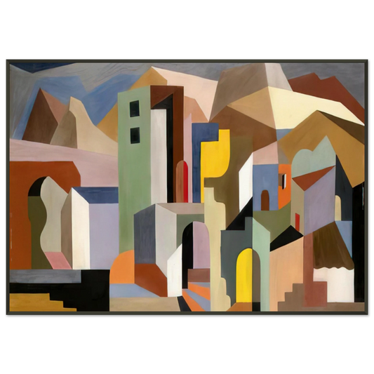 Enrico Prampolini  ARCHITECTURAL FORM OF FUTURE IDEAL LANDSCAPE 1921 Framed Art Print  - Aluminum Frame - 21x29.7 cm / 8x12"