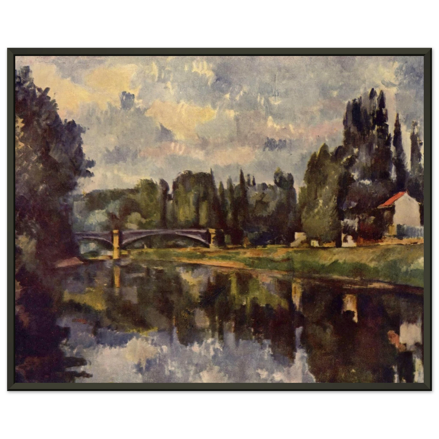 Paul Cezanne  Bridge over the Marne Framed Art Print  - Aluminum Frame - 70x100 cm / 28x40 inches