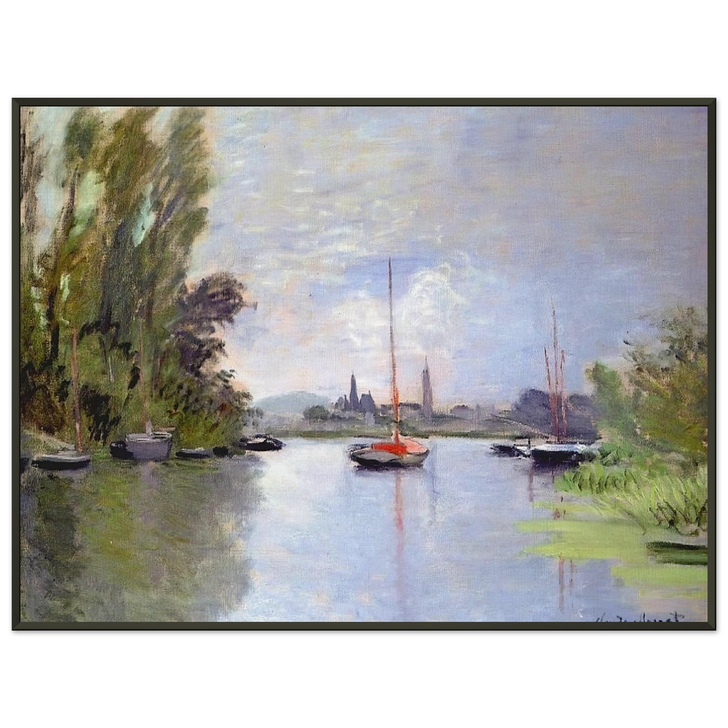 claude monet  Argenteuil Seen from the Small Arm of the Seine Framed Art Print  - Aluminum Frame - 60x80 cm / 24x32 inches