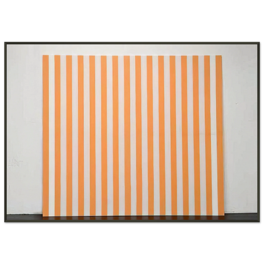 Daniel Buren  Peinture acrylique blanche sur tissu raye blanc et orange  1972 Framed Art Print  - Aluminum Frame - 21x29.7 cm / 8x12"