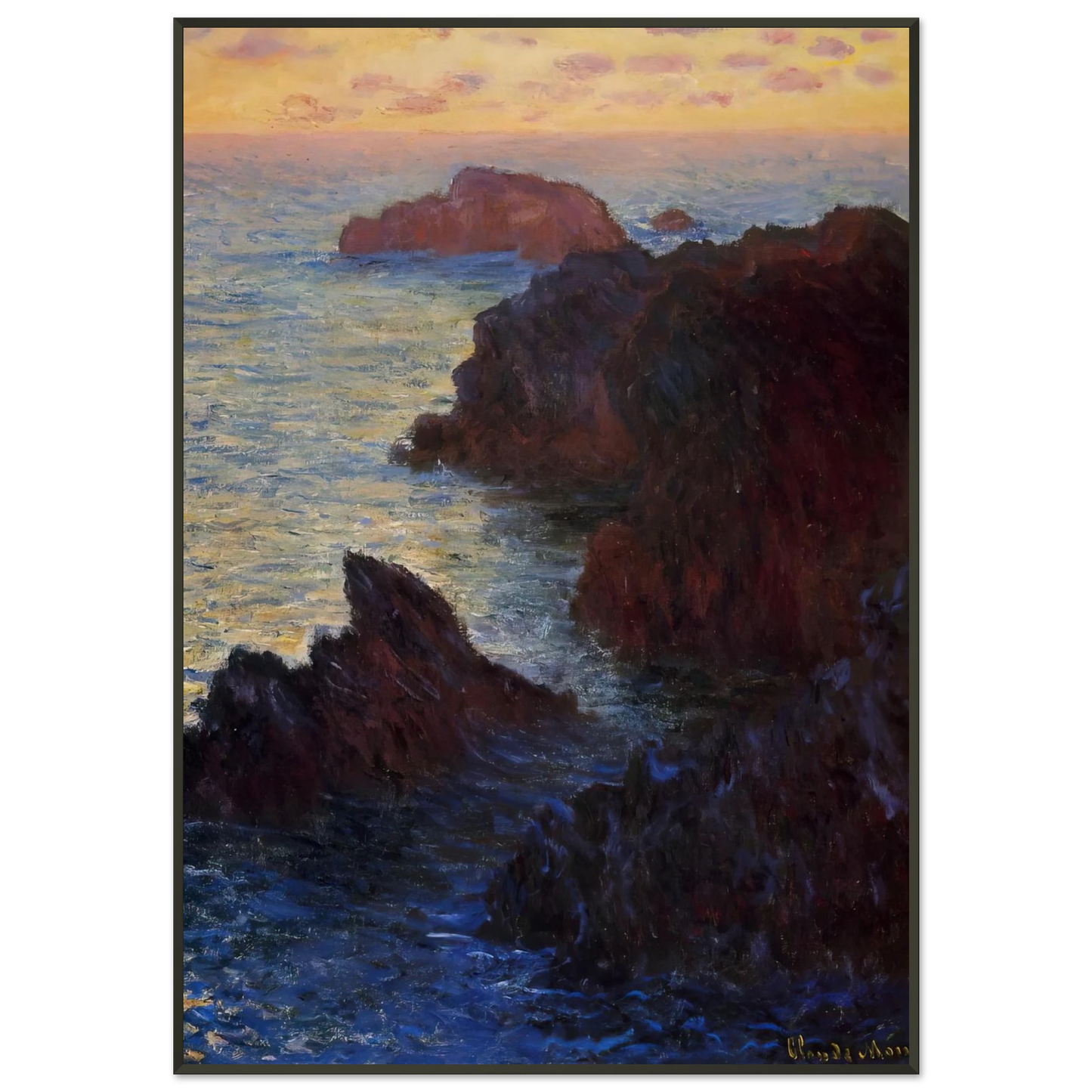 claude monet  Rocky Point at PortGoulphar Framed Art Print  - Aluminum Frame - 21x29.7 cm / 8x12"