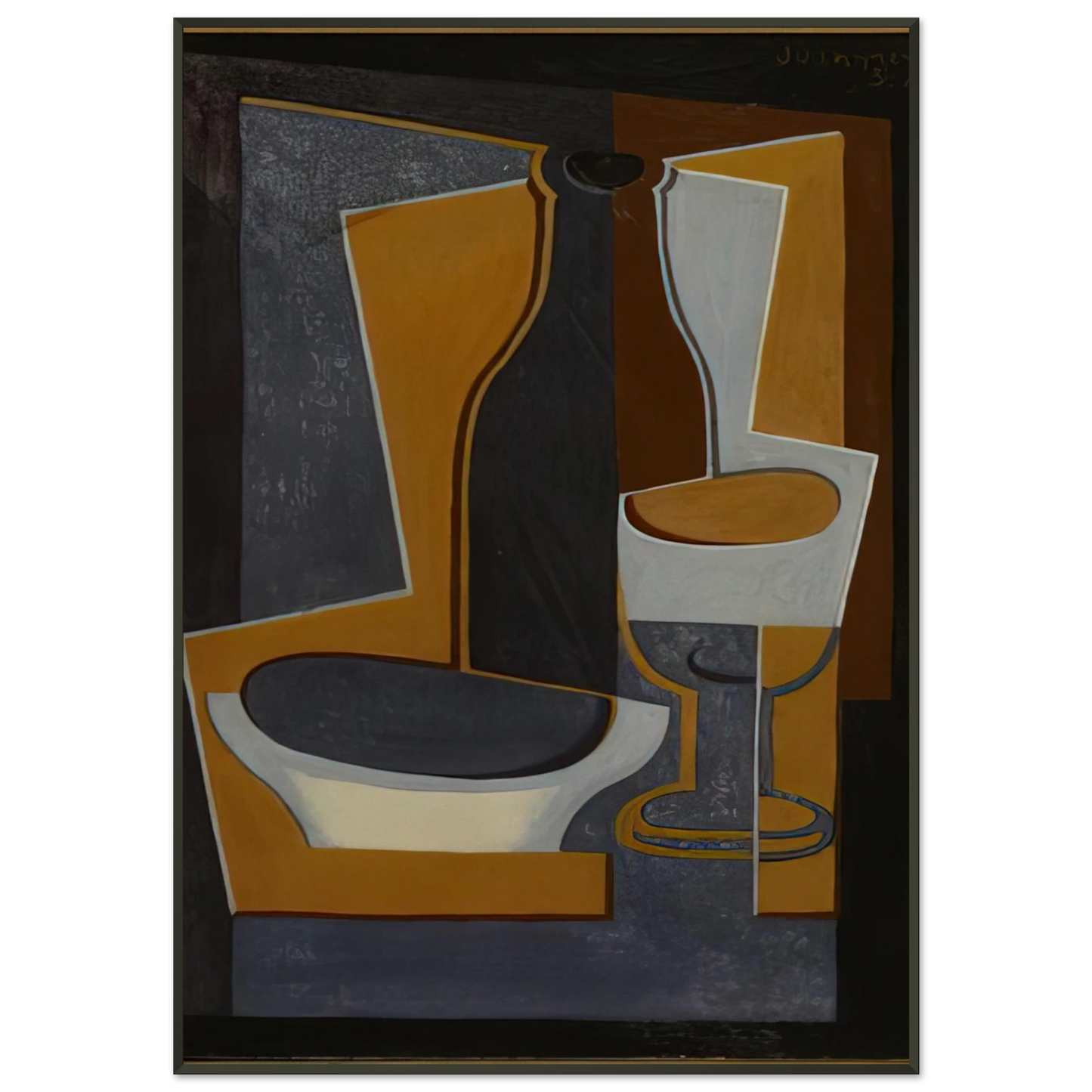 Juan Gris  BOUTEILLE BOL ET VERRE 1922 Framed Art Print  - Aluminum Frame - 21x29.7 cm / 8x12"