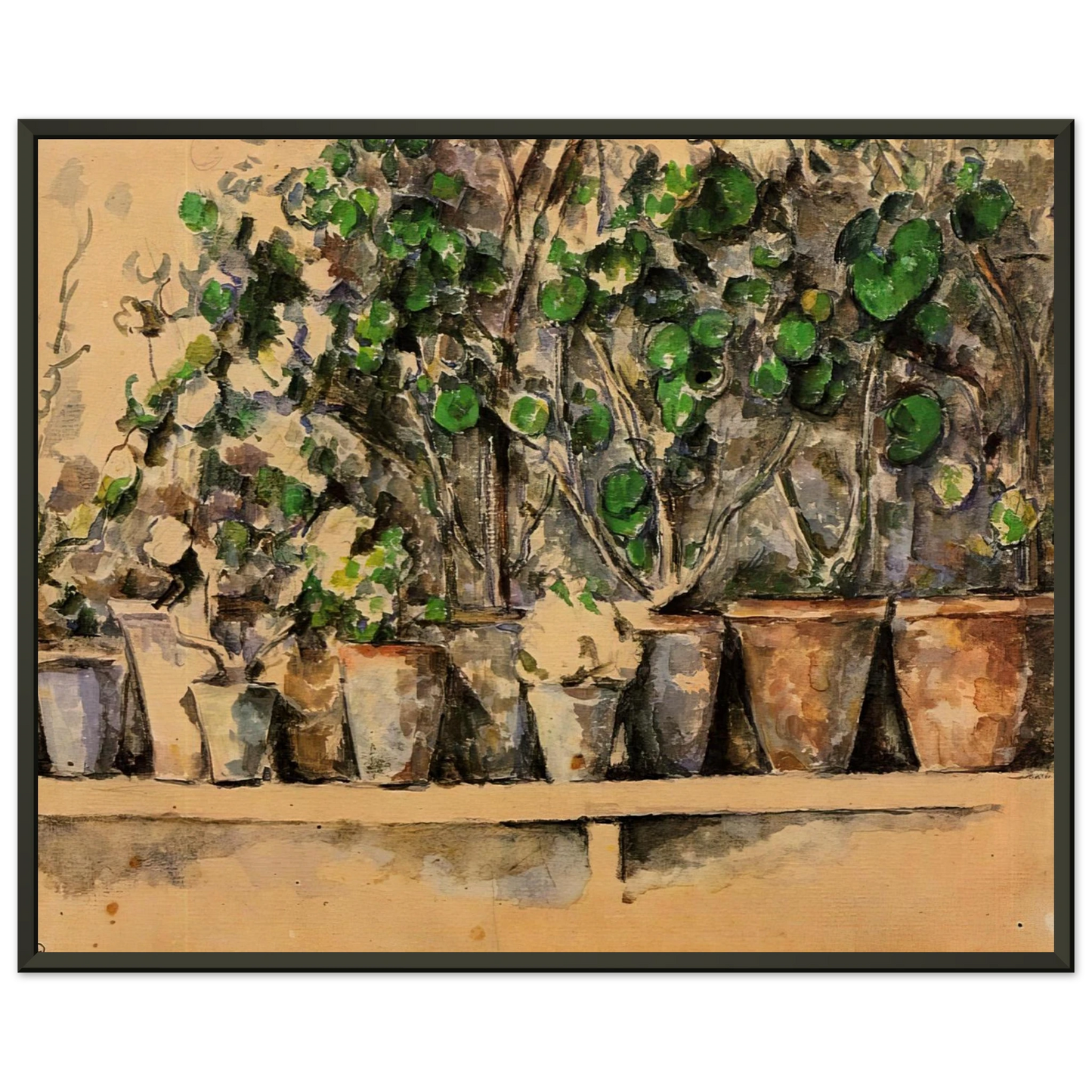 Paul Cezanne  Flower Pots Framed Art Print  - Aluminum Frame - 60x80 cm / 24x32 inches