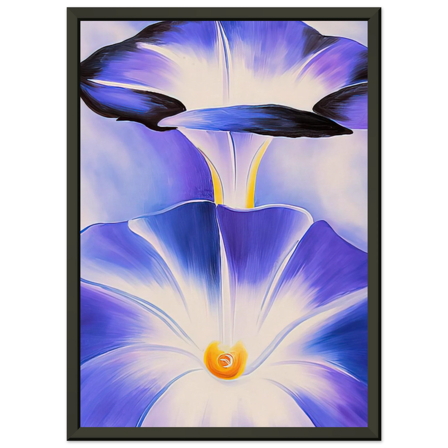 Georgia OKeeffe  Blue Morning Glories Framed Art Print  - Aluminum Frame - 70x100 cm / 28x40 inches