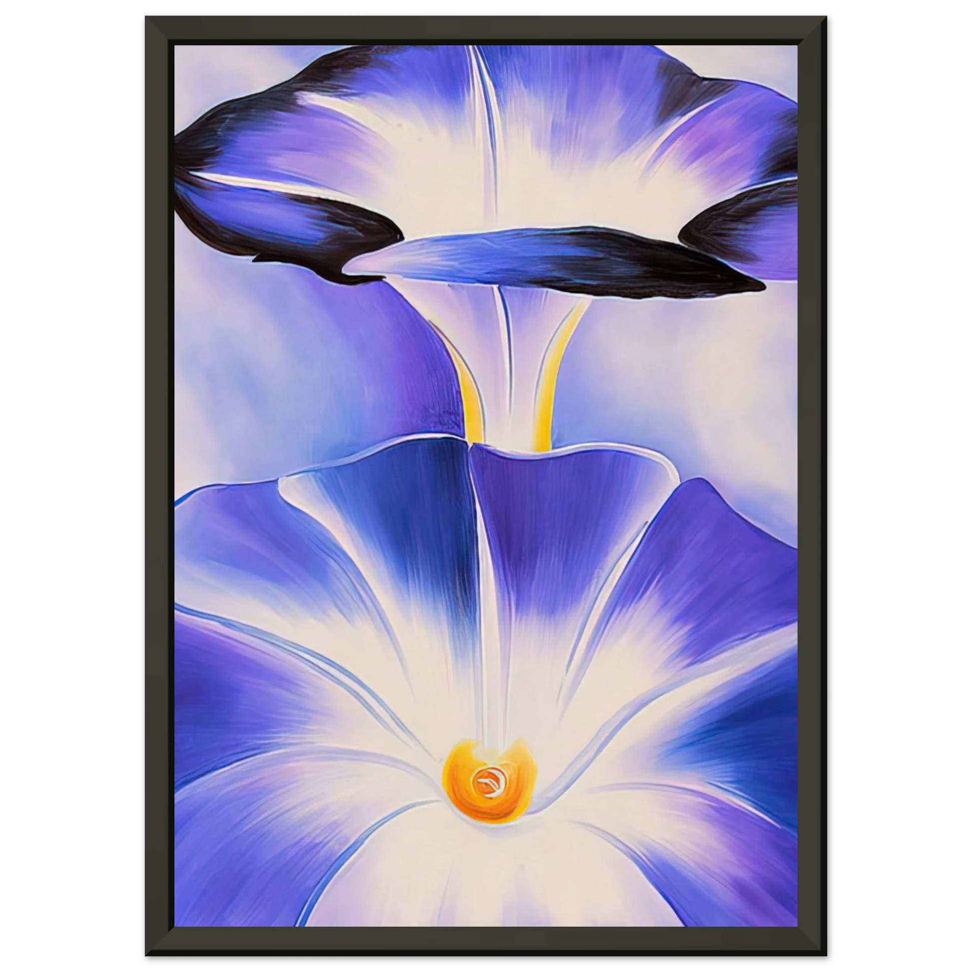 Georgia OKeeffe  Blue Morning Glories Framed Art Print  - Aluminum Frame - 70x100 cm / 28x40 inches