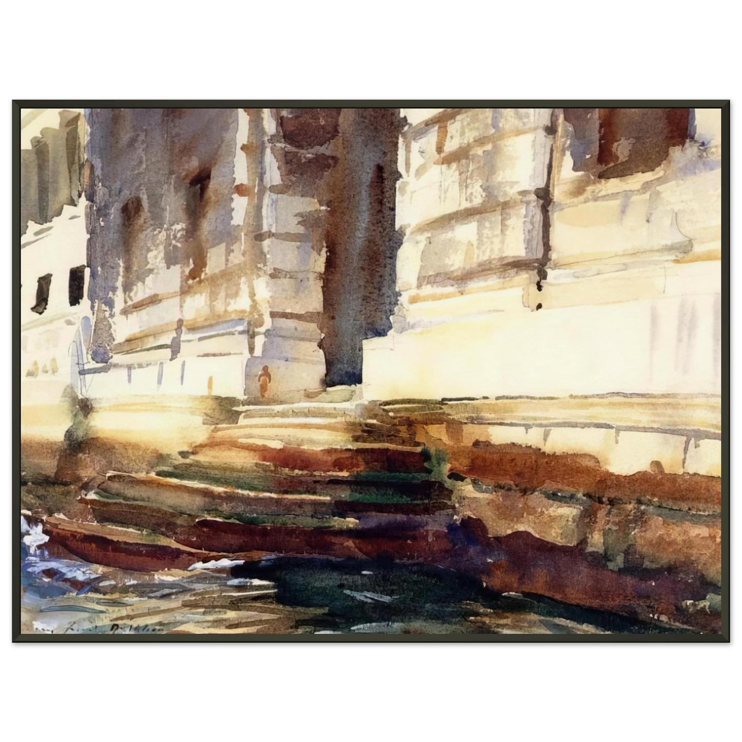 John Singer Sargent  Steps of a Palace Framed Art Print  - Aluminum Frame - 60x80 cm / 24x32 inches