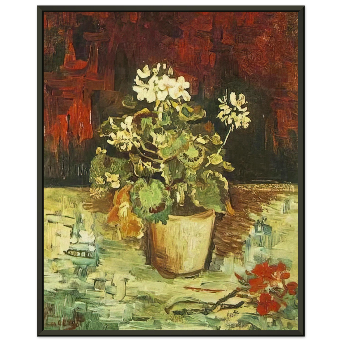 Vincent van Gogh  Geranium in a Flowerpot Framed Art Print  - Aluminum Frame - 60x80 cm / 24x32 inches