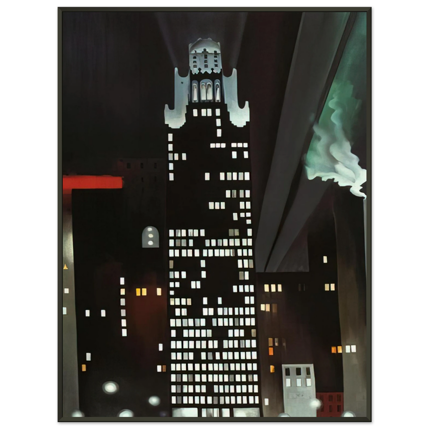 Georgia OKeeffe  Radiator Building  Night New York Framed Art Print  - Aluminum Frame - 40x50 cm / 16x20 inches