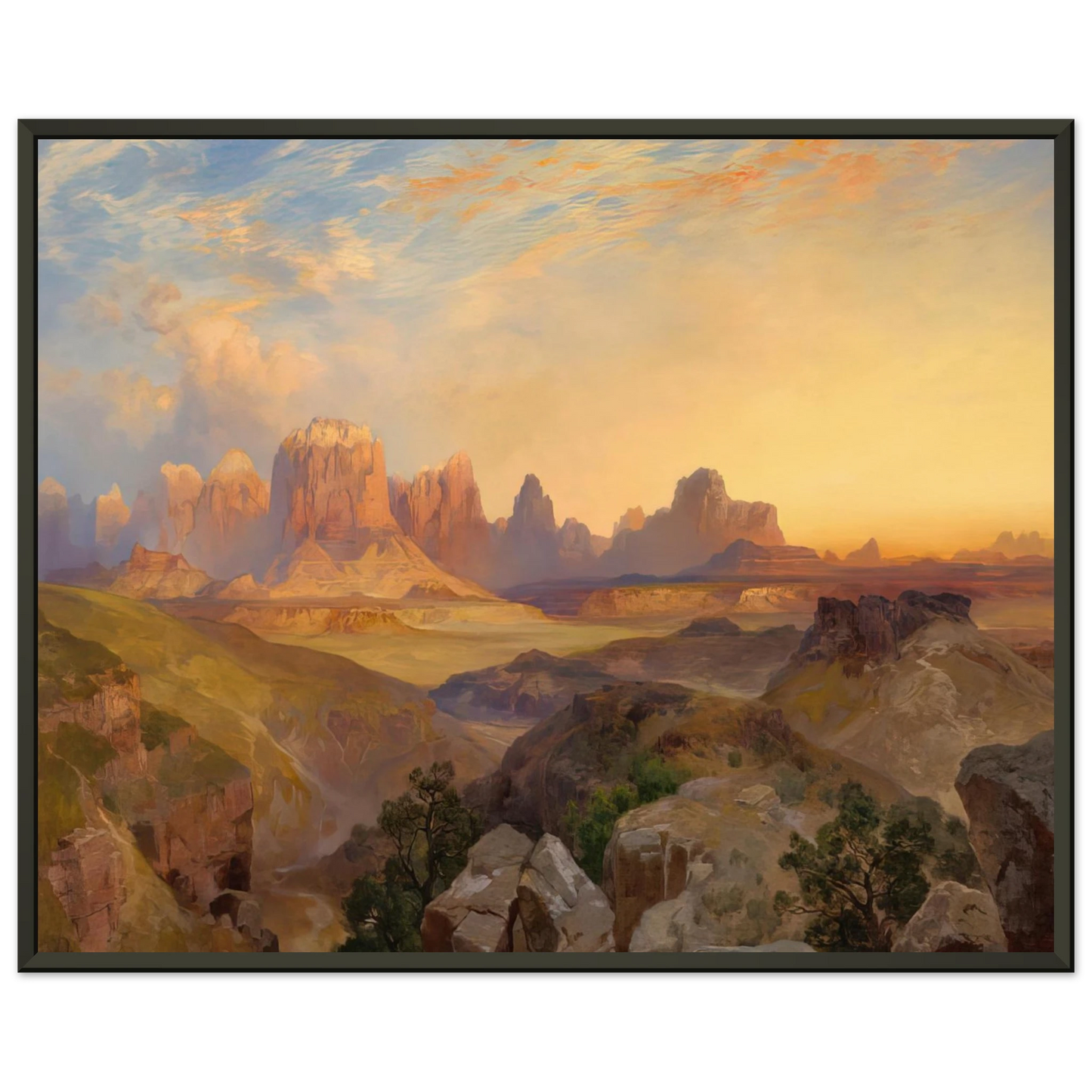 Thomas Moran  Virgin River Utah Framed Art Print  - Aluminum Frame - 60x80 cm / 24x32 inches