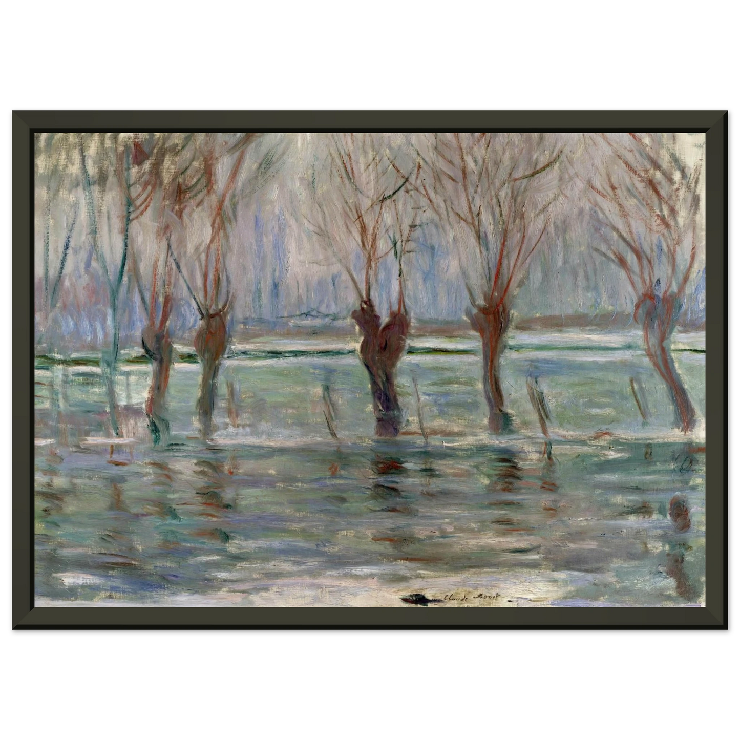 claude monet  Flood Waters Framed Art Print  - Aluminum Frame - 60x80 cm / 24x32 inches