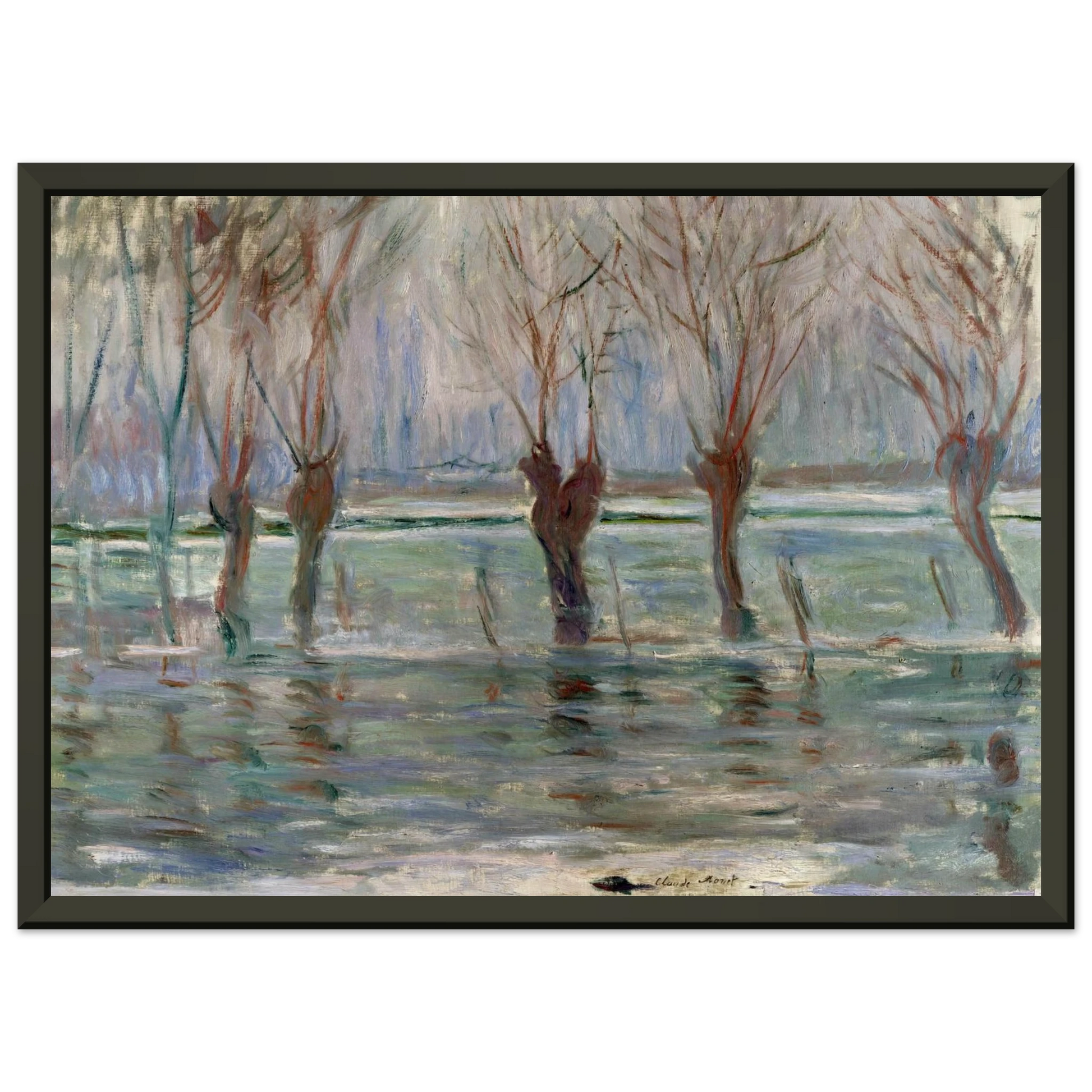 claude monet  Flood Waters Framed Art Print  - Aluminum Frame - 60x80 cm / 24x32 inches