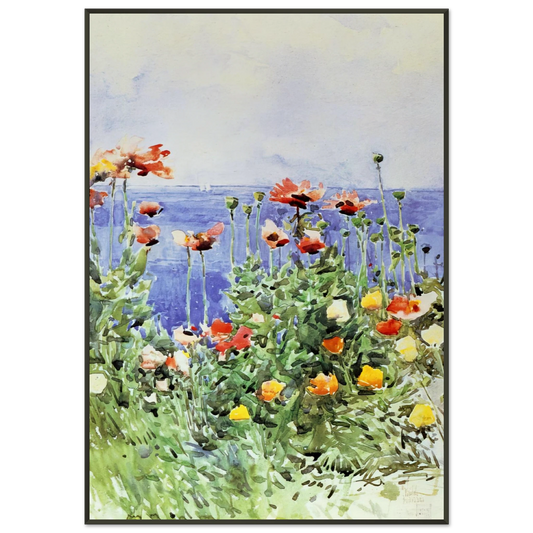 Childe Hassam  Poppies Isles of Shoals 02 Framed Art Print  - Aluminum Frame - 21x29.7 cm / 8x12"