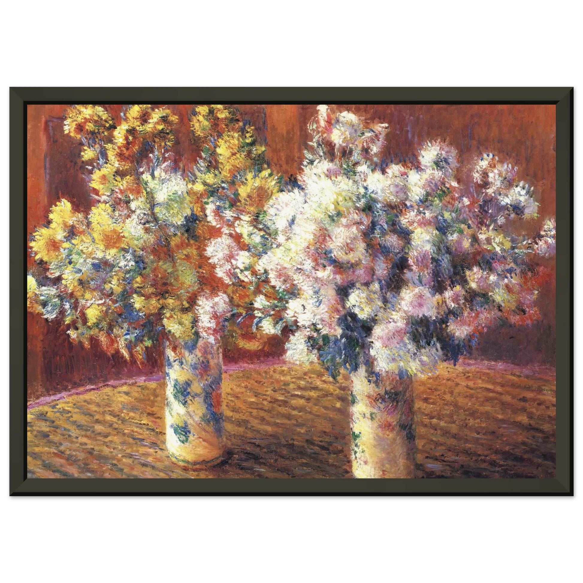 claude monet  Two Vases with Chrysanthems Framed Art Print  - Aluminum Frame - 70x100 cm / 28x40 inches