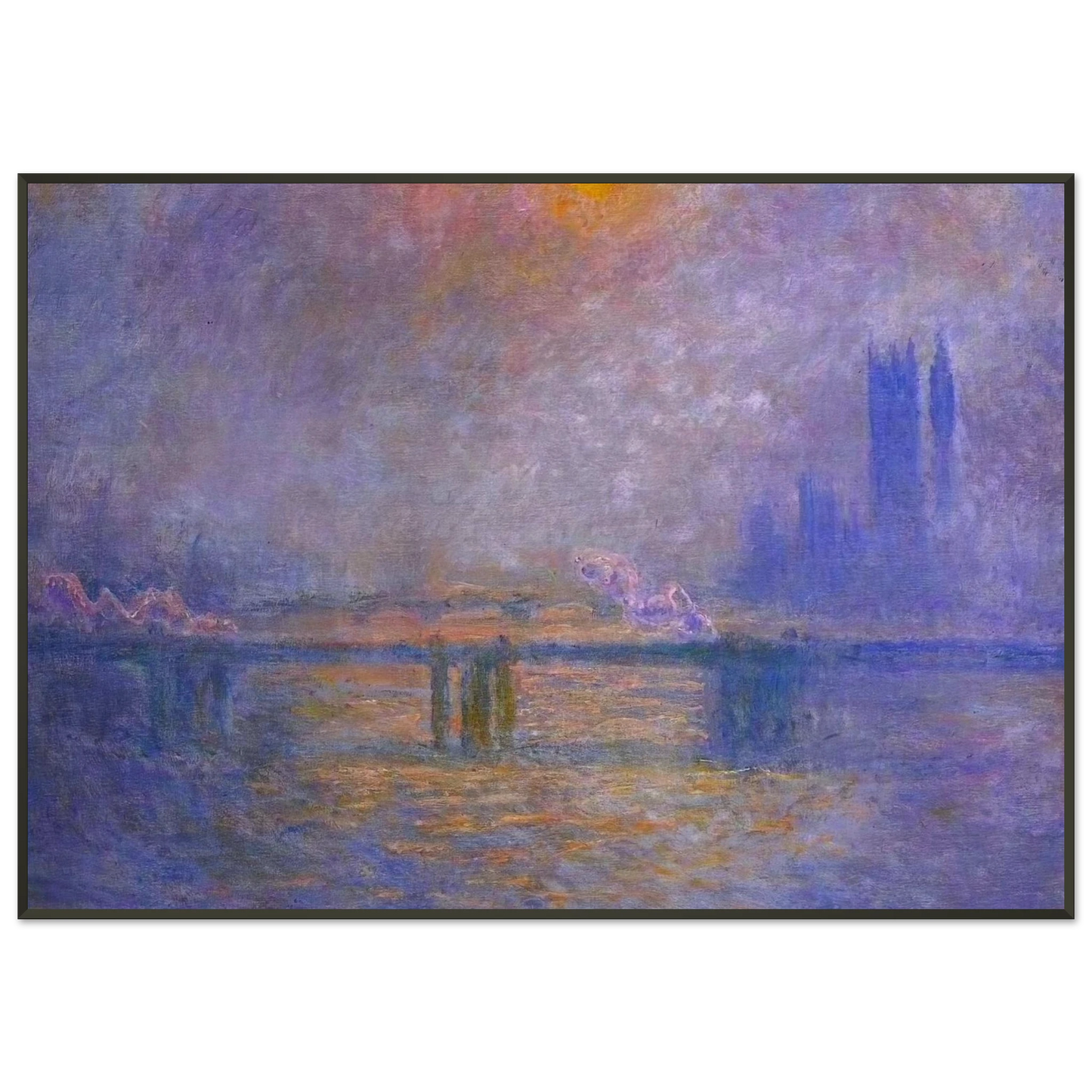 claude monet  Charing Cross Bridge The Thames 02 Framed Art Print  - Aluminum Frame - 21x29.7 cm / 8x12"