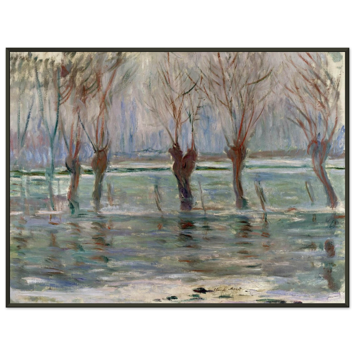 claude monet  Flood Waters Framed Art Print  - Aluminum Frame - 40x50 cm / 16x20 inches