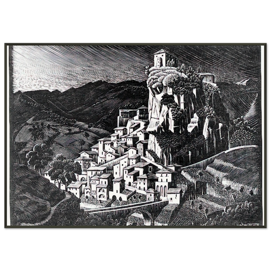 MC Escher  PALIZZI CALABRIA OCTOBER 1930 1930 Framed Art Print  - Aluminum Frame - 21x29.7 cm / 8x12"