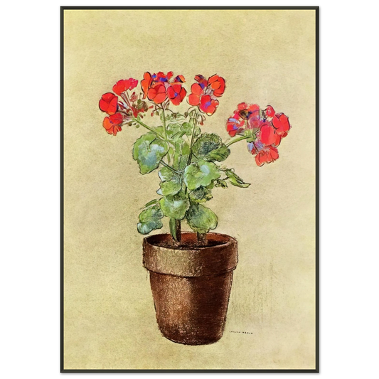 Odilon Redon  GERANIUMS 1902 Framed Art Print  - Aluminum Frame - 21x29.7 cm / 8x12"