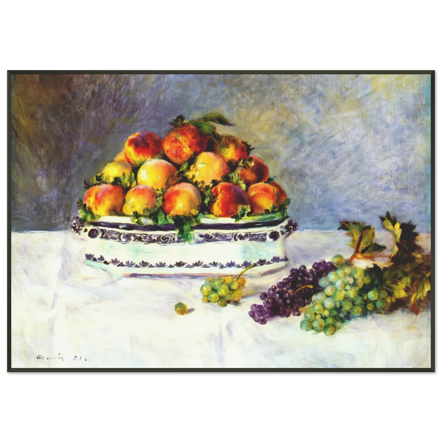 PierreAuguste Renoir  Still life with peaches and grapes Framed Art Print  - Aluminum Frame - 21x29.7 cm / 8x12"