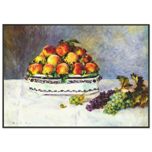 PierreAuguste Renoir  Still life with peaches and grapes Framed Art Print  - Aluminum Frame - 21x29.7 cm / 8x12"