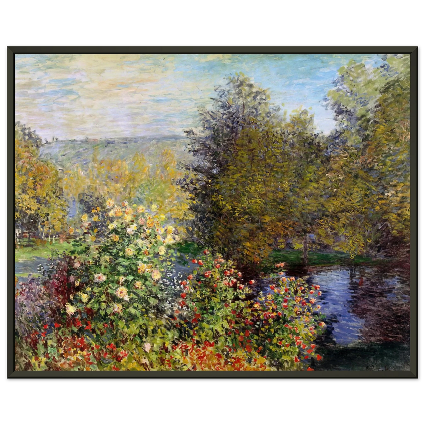 claude monet  A Corner of the Garden at Montgeron Framed Art Print  - Aluminum Frame - 60x80 cm / 24x32 inches