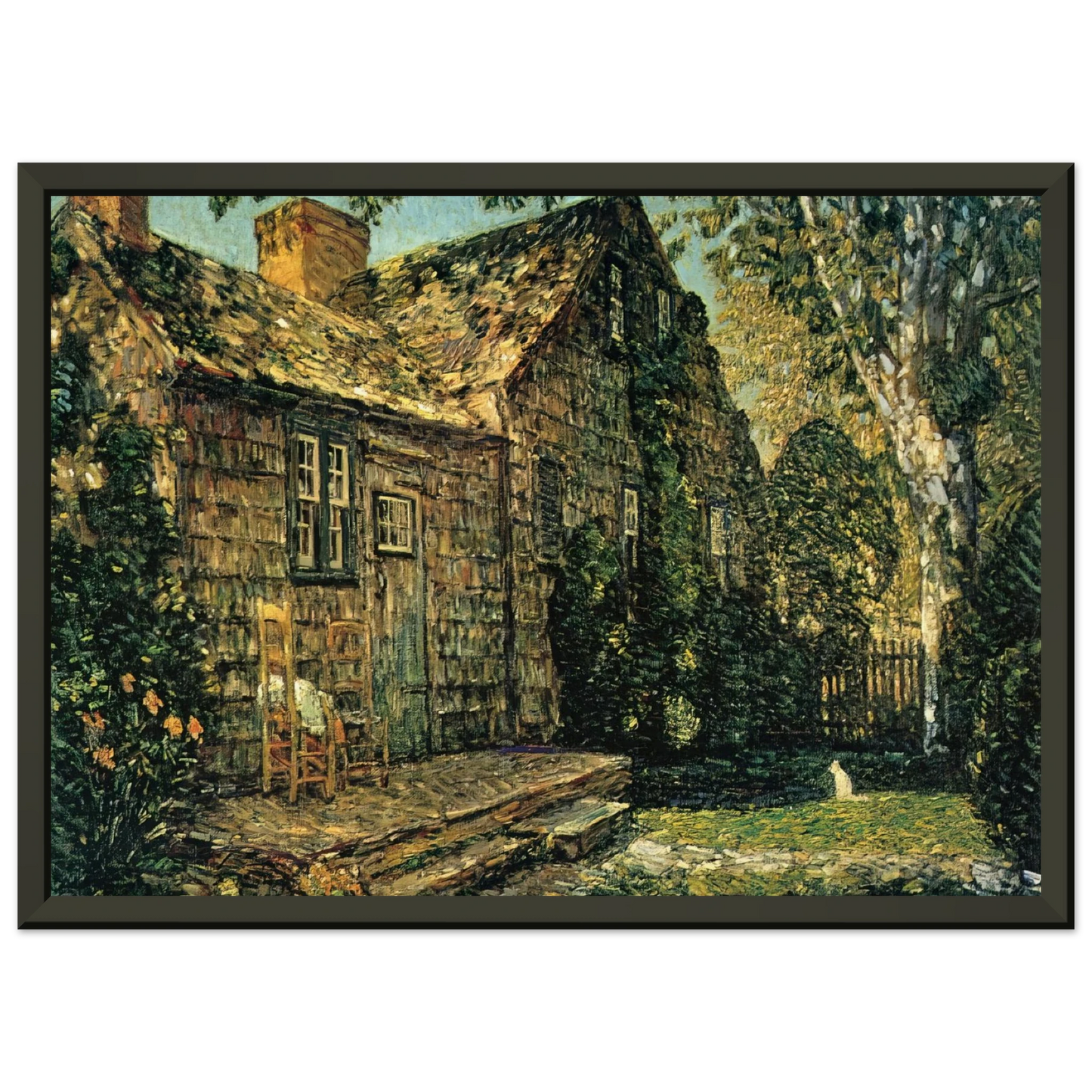 Childe Hassam  Little Old Cottage Egypt Lane East Hampton Framed Art Print  - Aluminum Frame - 40x50 cm / 16x20 inches