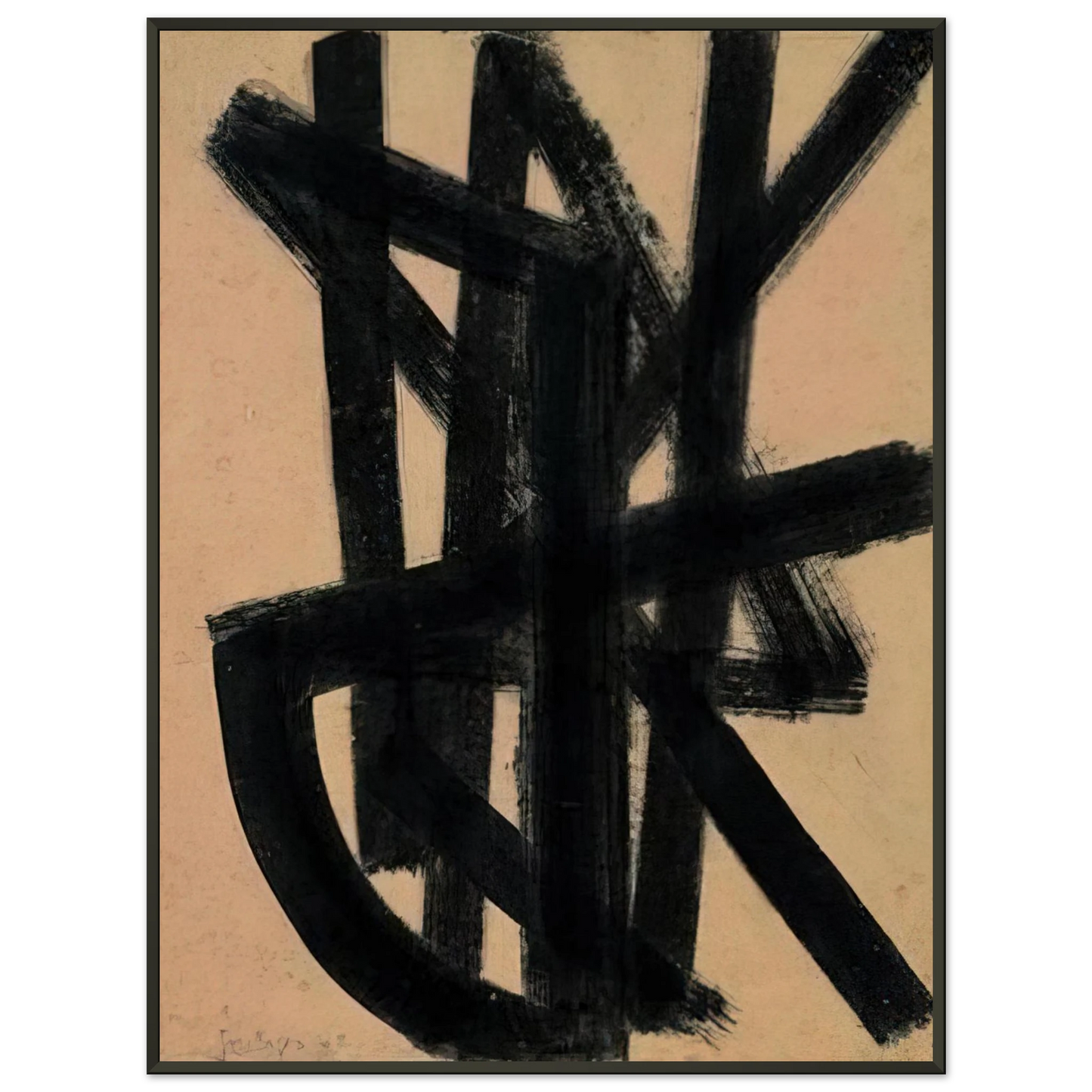 Pierre Soulages  Brou de noix 65 x 50 cm 1948  1948 Framed Art Print  - Aluminum Frame - 40x50 cm / 16x20 inches