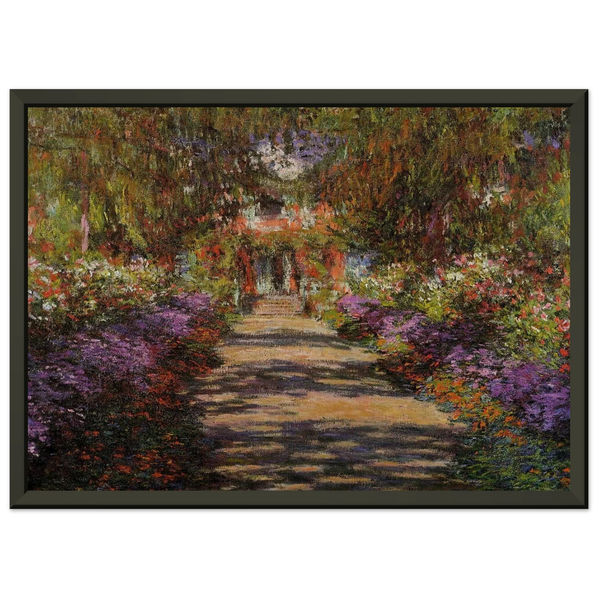 claude monet  Pathway In Monets Garden At Giverny Framed Art Print  - Aluminum Frame - 40x50 cm / 16x20 inches