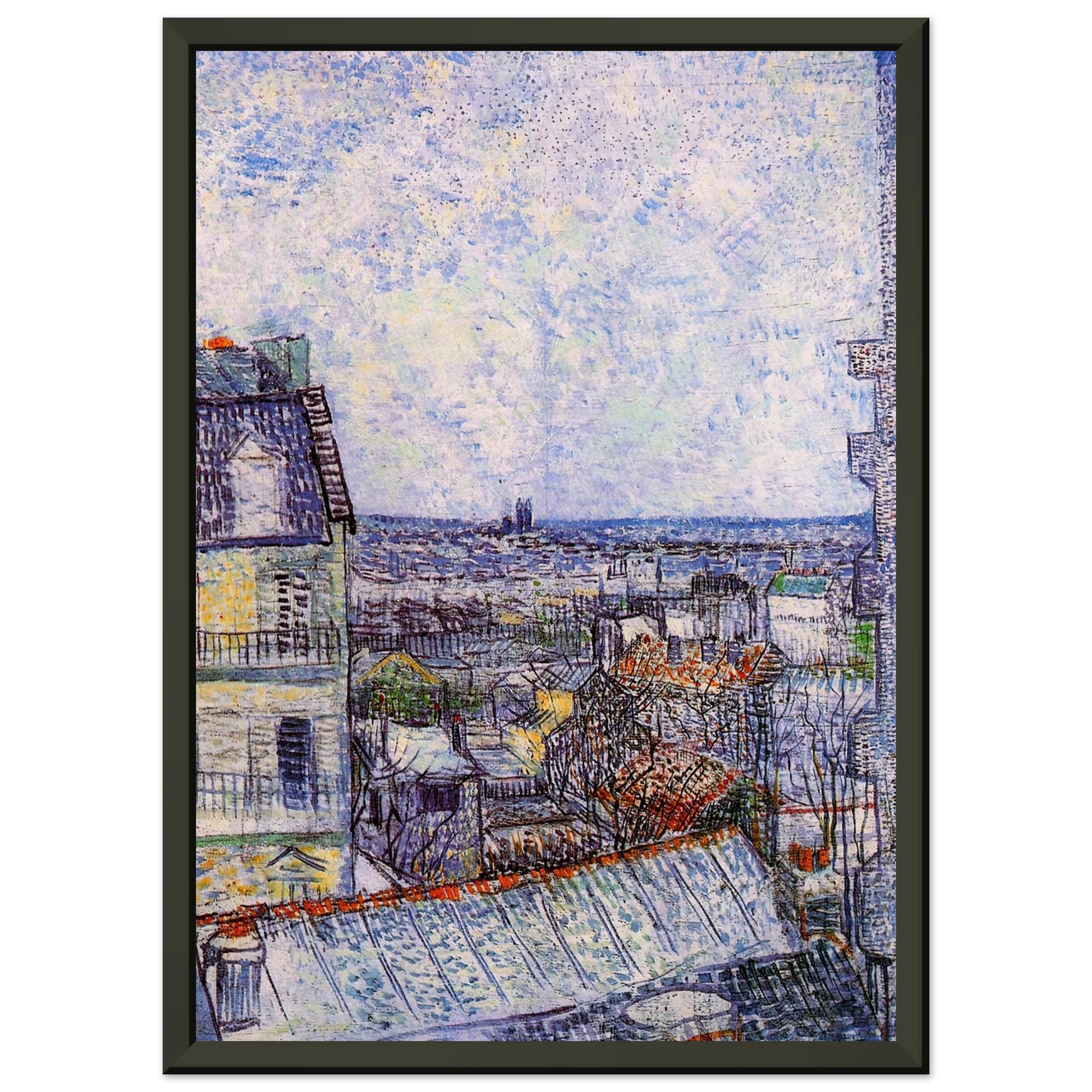 Vincent van Gogh  View from Vincents room in the Rue Lepic Framed Art Print  - Aluminum Frame - 40x50 cm / 16x20 inches
