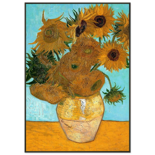 Vincent van Gogh  Still Life  Vase with Twelve Sunflowers Framed Art Print  - Aluminum Frame - 21x29.7 cm / 8x12"