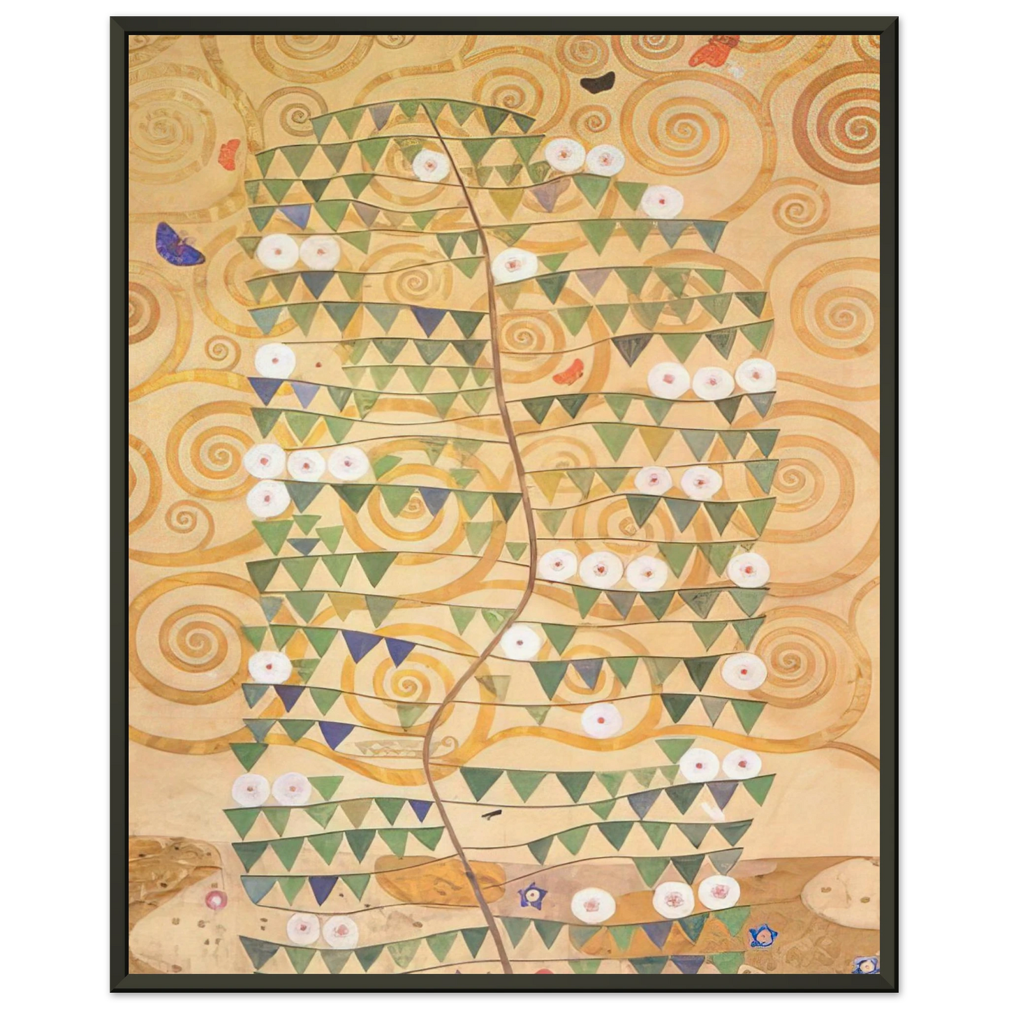Gustav Klimt  CARTOON FOR THE FRIEZE OF THE VILLA STOCLET IN BRUSSELS RIGHT PART OF THE TREE OF LIFE 1909 Framed Art Print  - Aluminum Frame - 70x100 cm / 28x40 inches