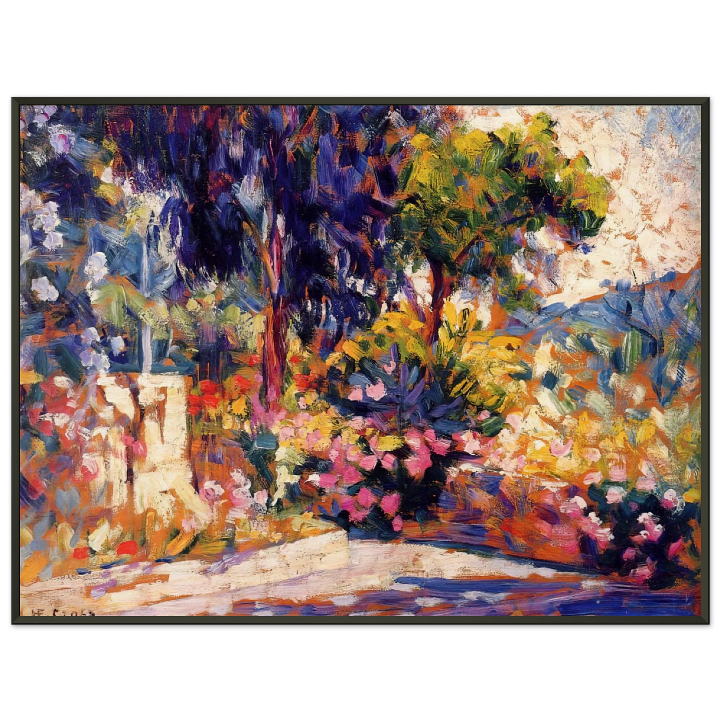 HenriEdmond Cross  The Flowered Terrace Framed Art Print  - Aluminum Frame - 70x100 cm / 28x40 inches