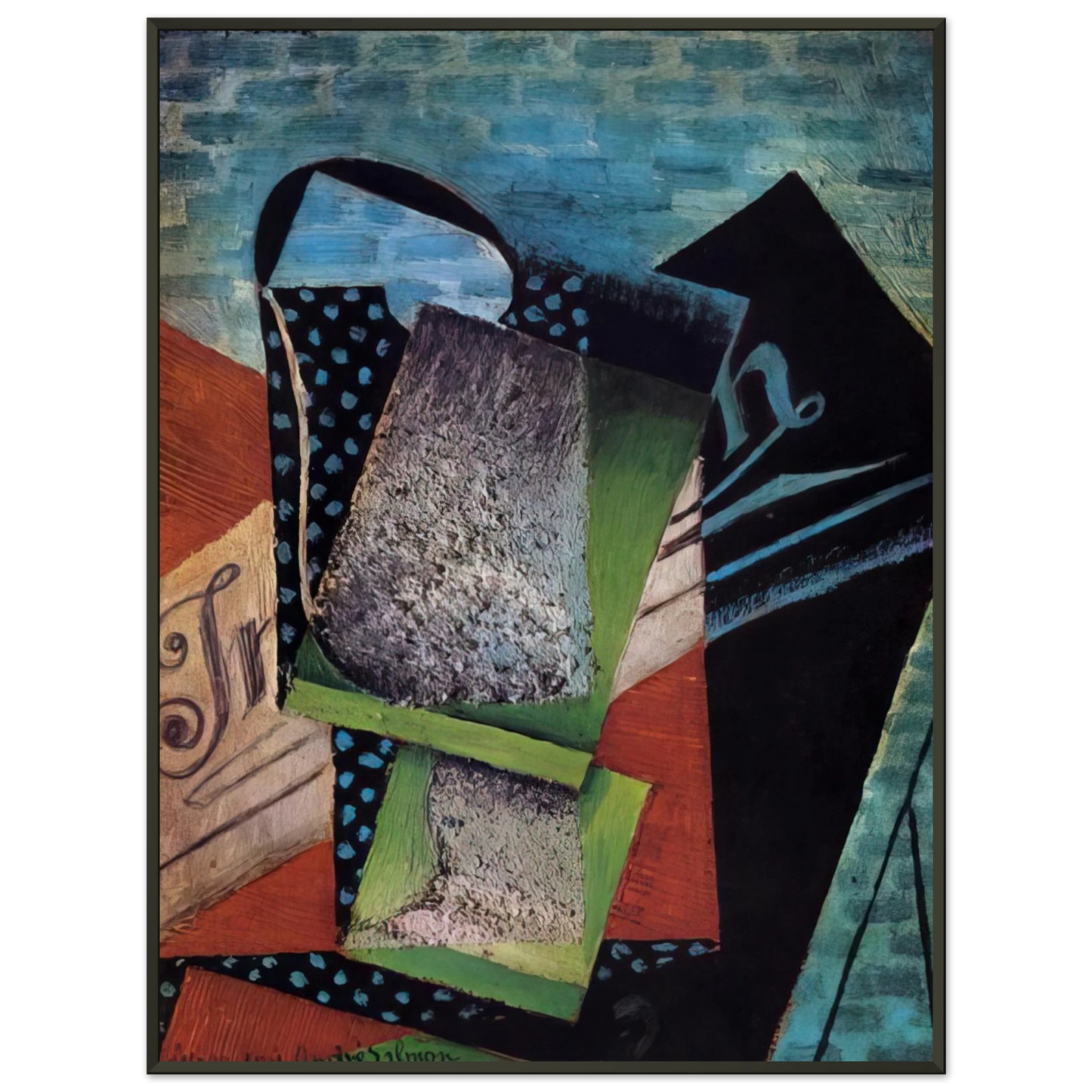 Juan Gris  STILL LIFE DEDICATED TO ANDRE SALMON 1915 Framed Art Print  - Aluminum Frame - 70x100 cm / 28x40 inches